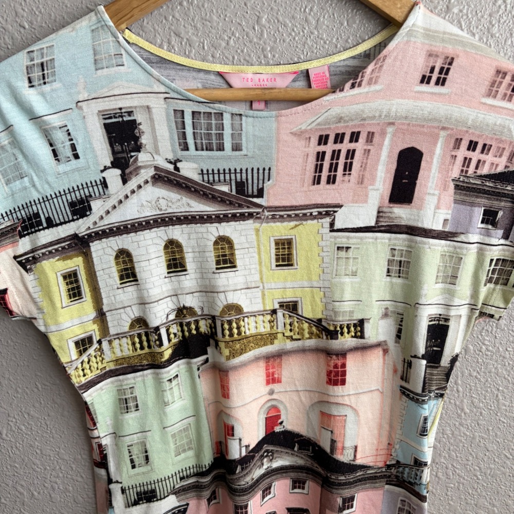Ted Baker London Regency Houses Architectural Print Short Sleeve Shirt 1/XS - Picture 4 of 9